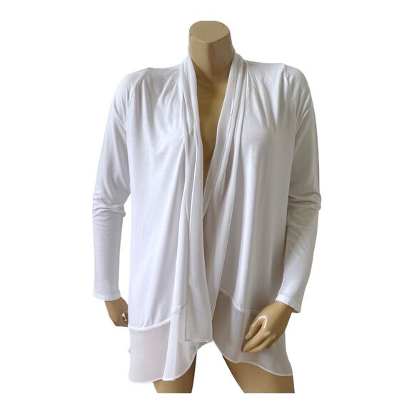 THE LIMITED Womens Size Small White Chiffon Trim Long Sleeve Open Front Shirt - Picture 1 of 7